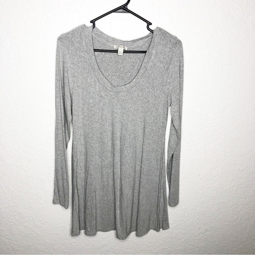 Boston Proper light‎ gray scoop neck long sleeve knit top size Large